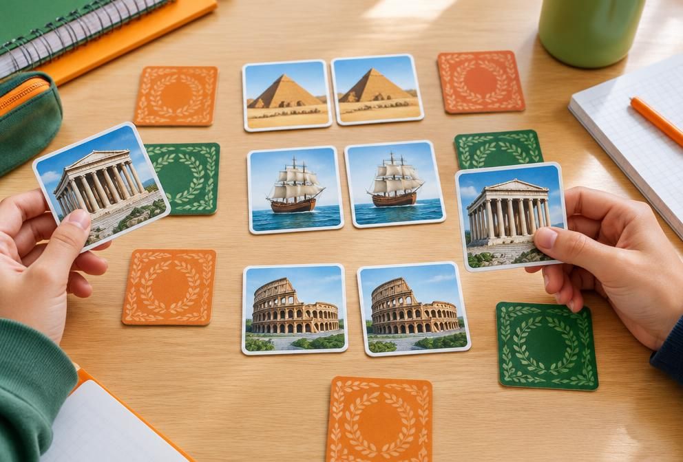 Imagem conceitual: Kit de Jogos Históricos para Revisão